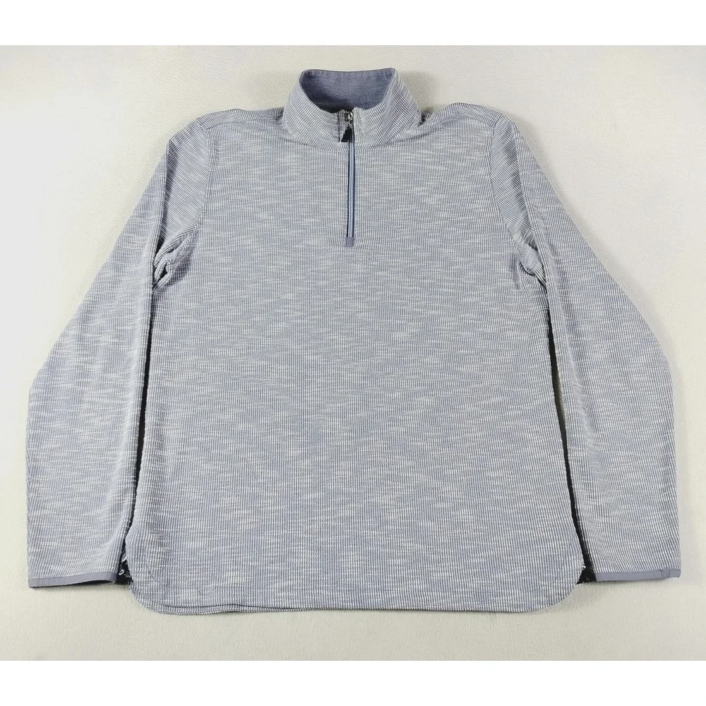Robert‎ Graham Sweater Mens Large Blue Waffle Knit 1/4 Zip Mock Neck Stretch